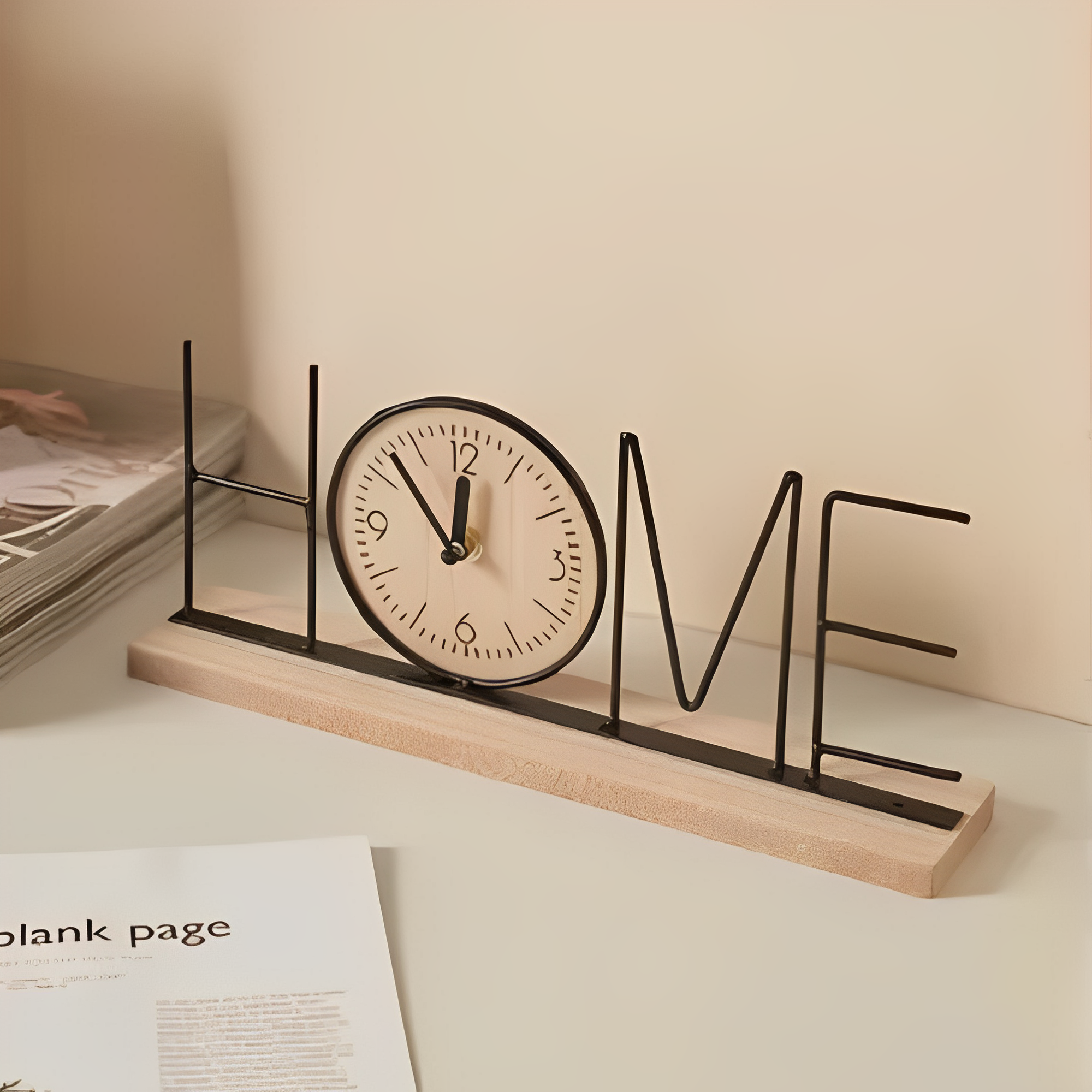 Horloge Table Design Industriel Mot HOME