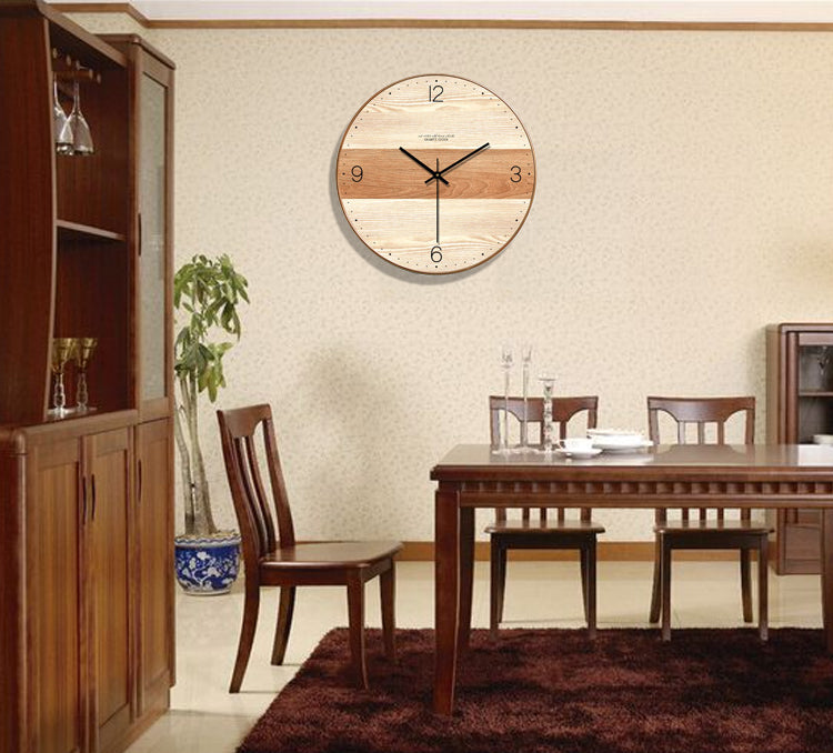 horloge murale en bois double nuance
