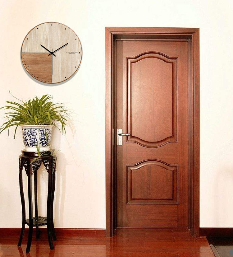 horloge murale en bois double nuance