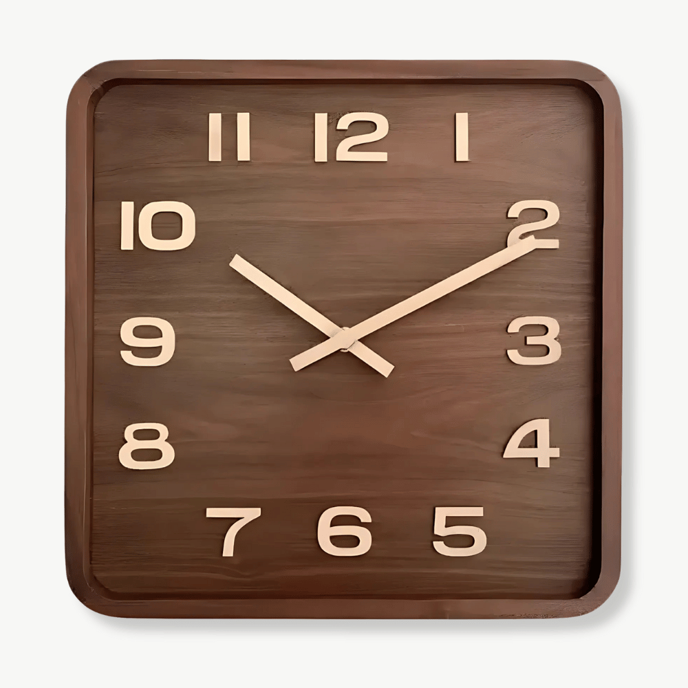 Horloge Murale Carrée en Bois