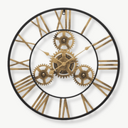 Horloge Murale Engrenages Dorés