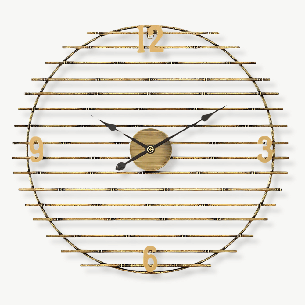 Horloge Murale en Métal Doré