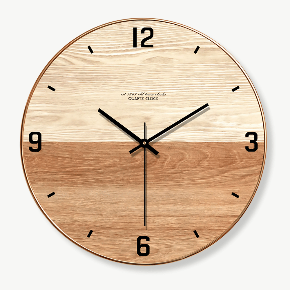 horloge murale en bois double nuance