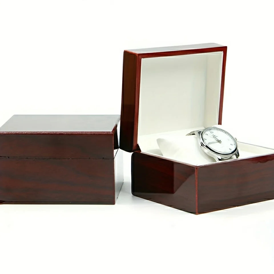 Boîte Cadeau Noël en Bois Élégante avec Montre | Idéale pour Offrir 0
