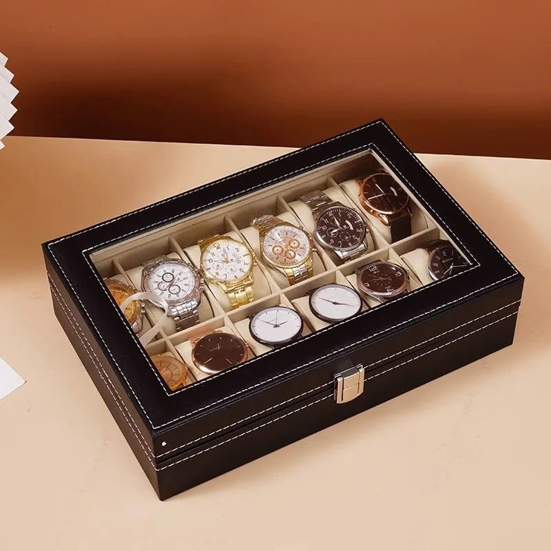 Boîte à Montres Élégante en Cuir PU avec 6 Compartiments | Organisateur Pratique pour Montres de Luxe 0