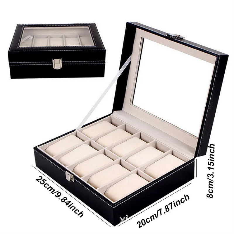 Boîte à Montres Élégante en Cuir PU avec 6 Compartiments | Organisateur Pratique pour Montres de Luxe 12