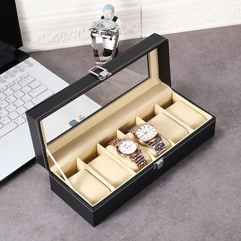 Boîte à Montres Élégante en Cuir PU avec 6 Compartiments | Organisateur Pratique pour Montres de Luxe 2