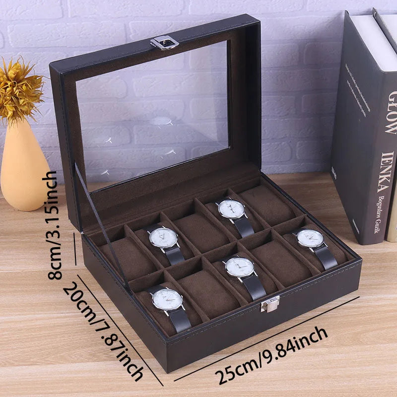 Boîte à Montres Élégante en Cuir PU avec 6 Compartiments | Organisateur Pratique pour Montres de Luxe 6