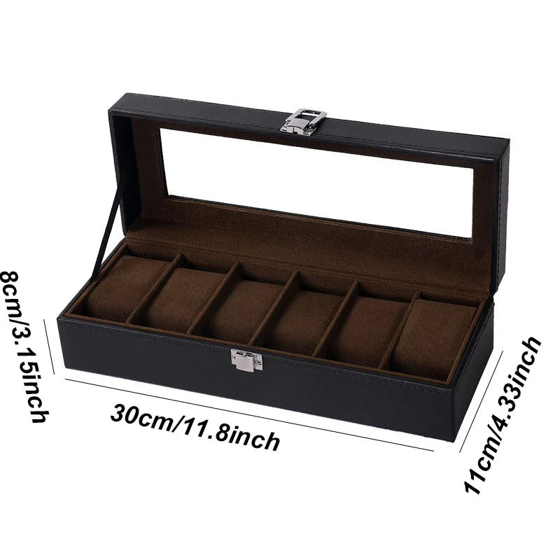 Boîte à Montres Élégante en Cuir PU avec 6 Compartiments | Organisateur Pratique pour Montres de Luxe 8