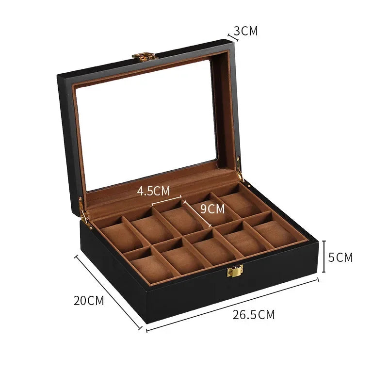 Boîte de Rangement en Bois pour Montres avec Compartiments Amovibles | Organisateur Élégant pour Montres et Bijoux 14