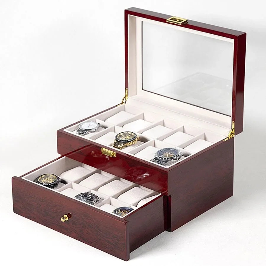 Boîte de Rangement en Bois pour Montres avec Compartiments Amovibles | Organisateur Élégant pour Montres et Bijoux 3