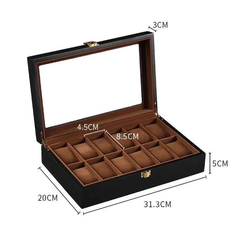Boîte de Rangement en Bois pour Montres avec Compartiments Amovibles | Organisateur Élégant pour Montres et Bijoux 7