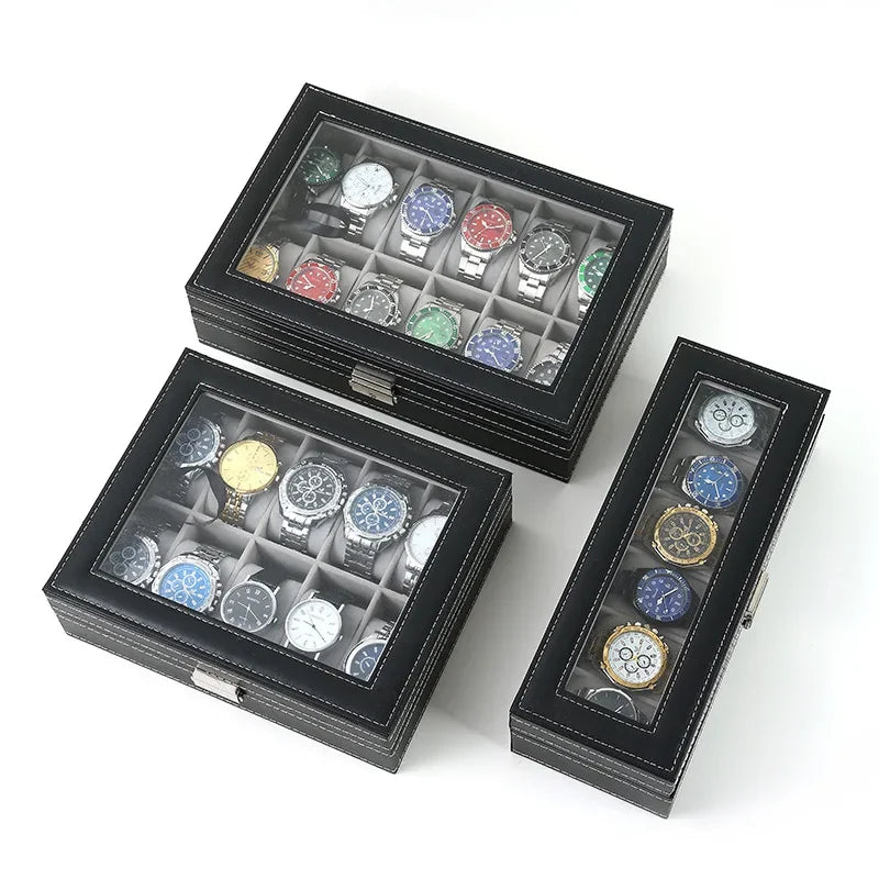 Élégante Boîte à Montres en Cuir PU avec 12 Compartiments | Rangement Pratique pour Passionnés de Montres 2