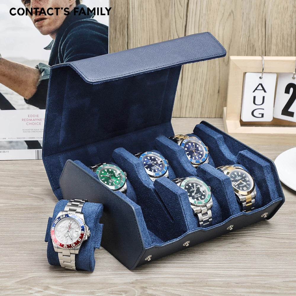 Étui de Voyage en Cuir Véritable | Organisateur de Montres avec 6/8 Fentes | Rangement Élégant pour Hommes et Femmes 0