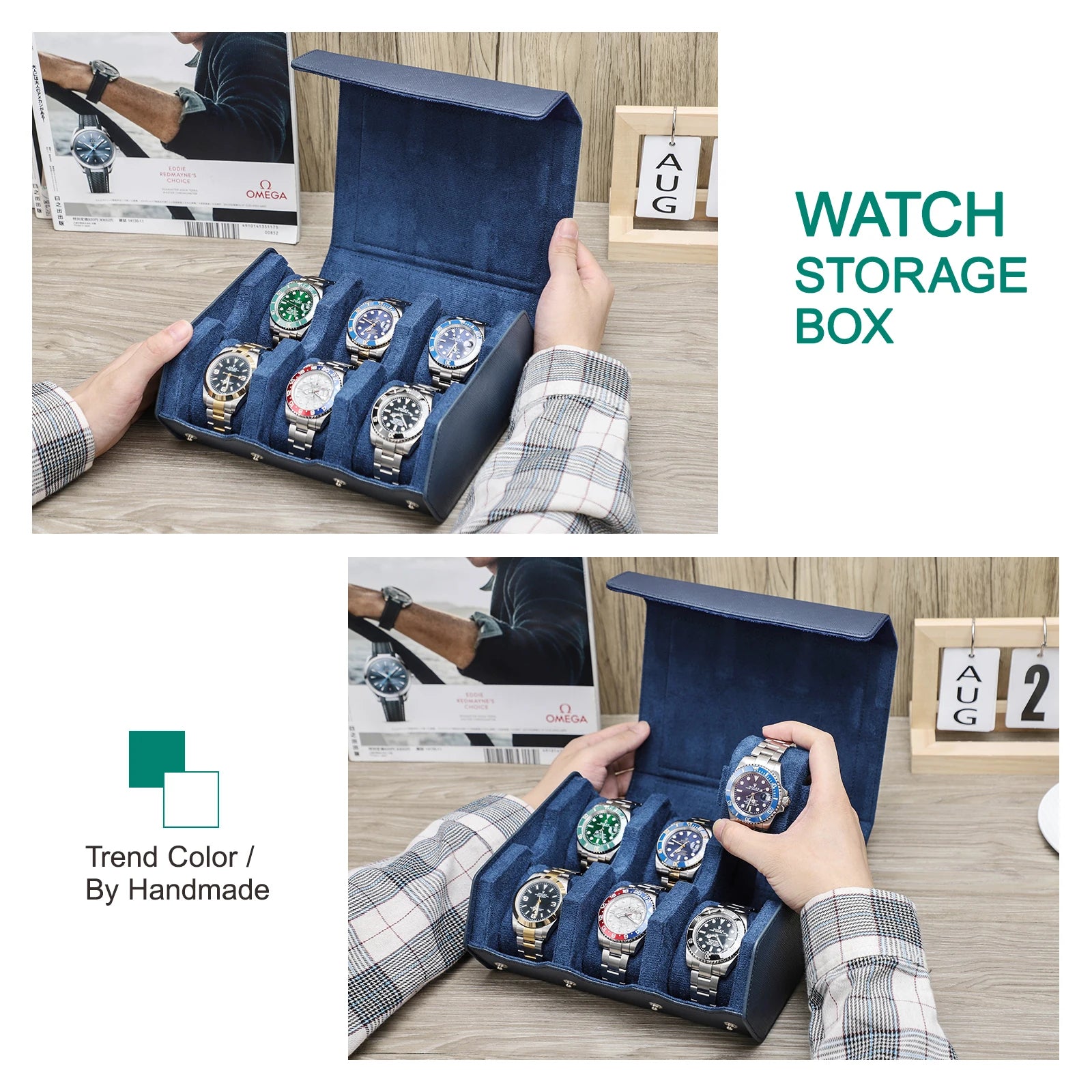 Étui de Voyage en Cuir Véritable | Organisateur de Montres avec 6/8 Fentes | Rangement Élégant pour Hommes et Femmes 1