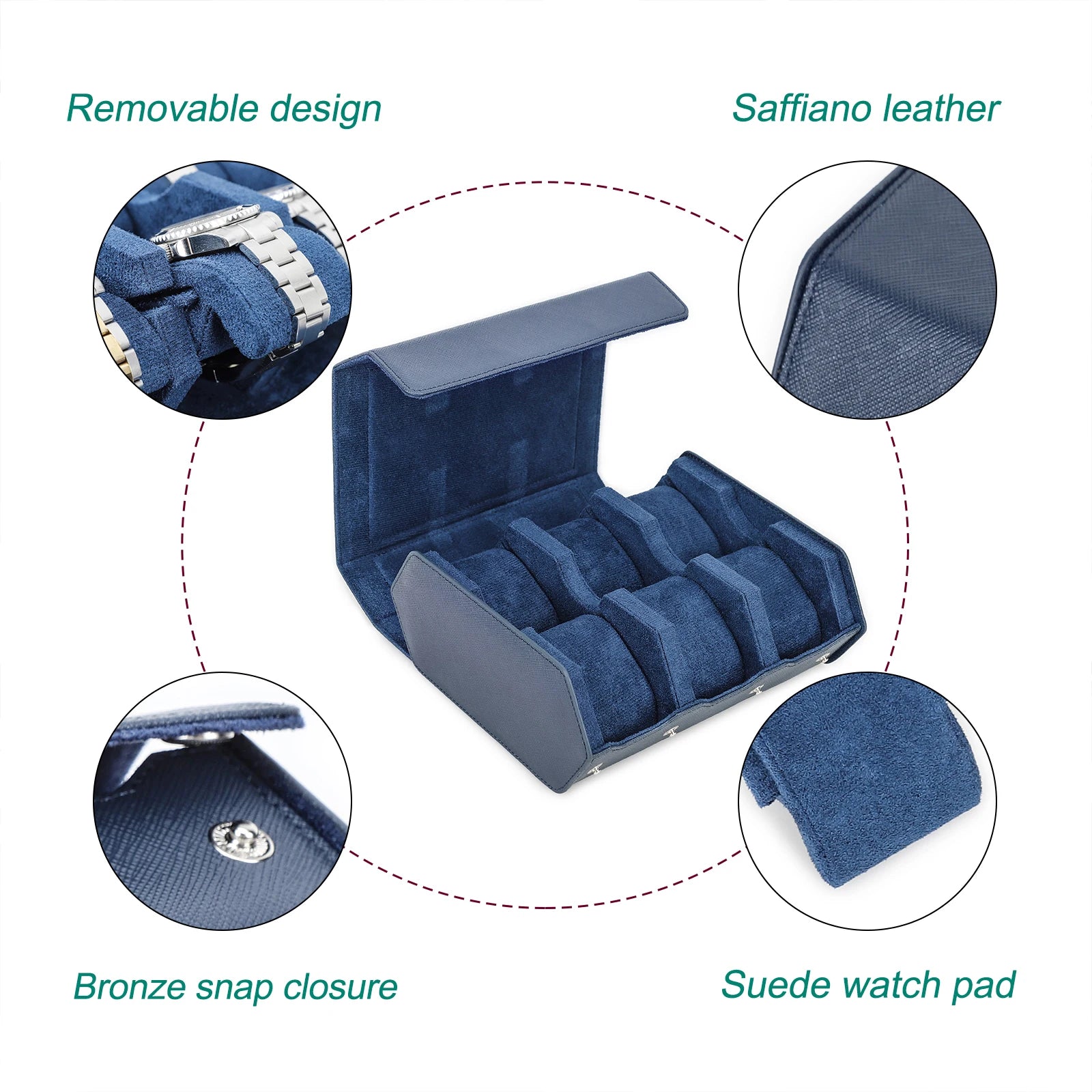 Étui de Voyage en Cuir Véritable | Organisateur de Montres avec 6/8 Fentes | Rangement Élégant pour Hommes et Femmes 3