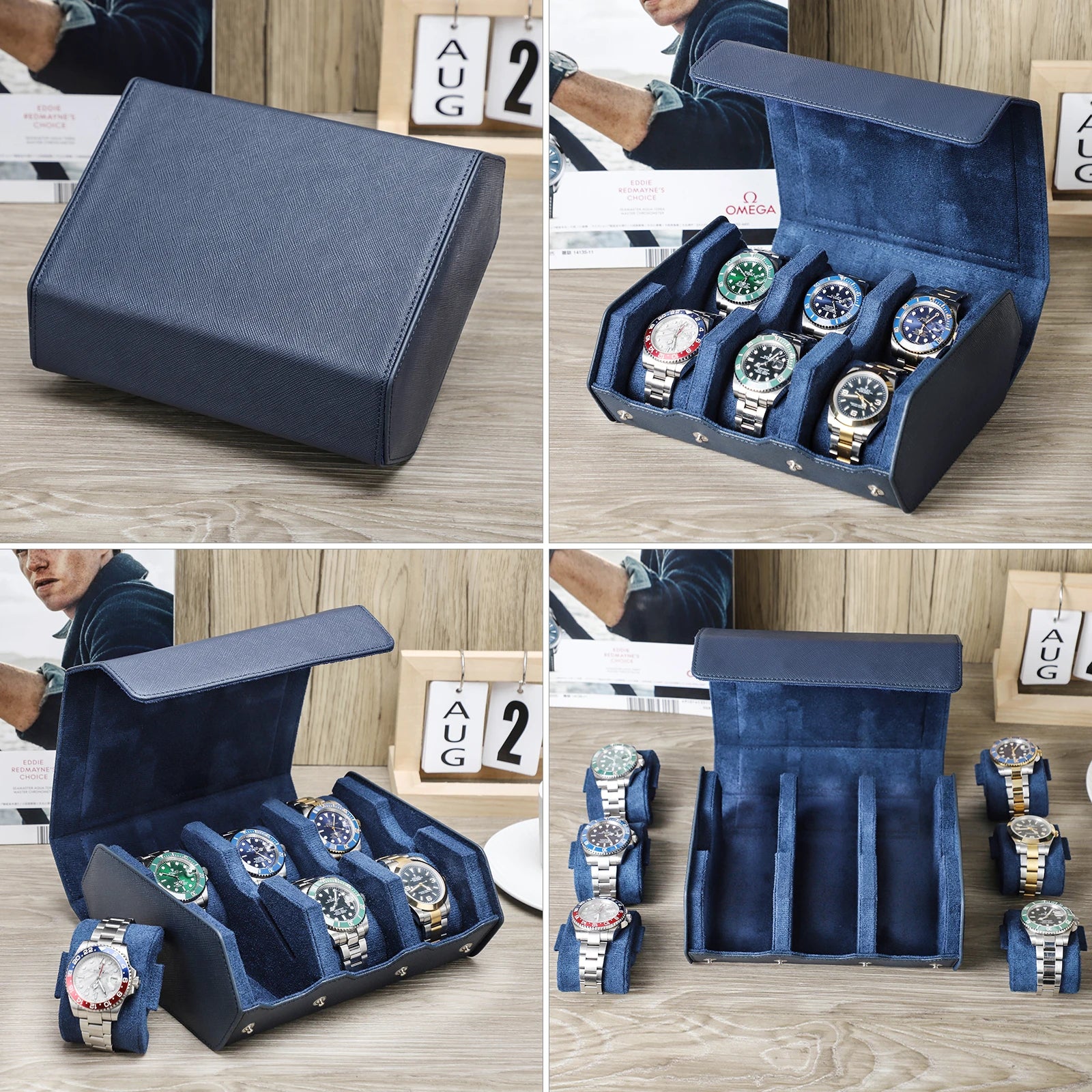 Étui de Voyage en Cuir Véritable | Organisateur de Montres avec 6/8 Fentes | Rangement Élégant pour Hommes et Femmes 4