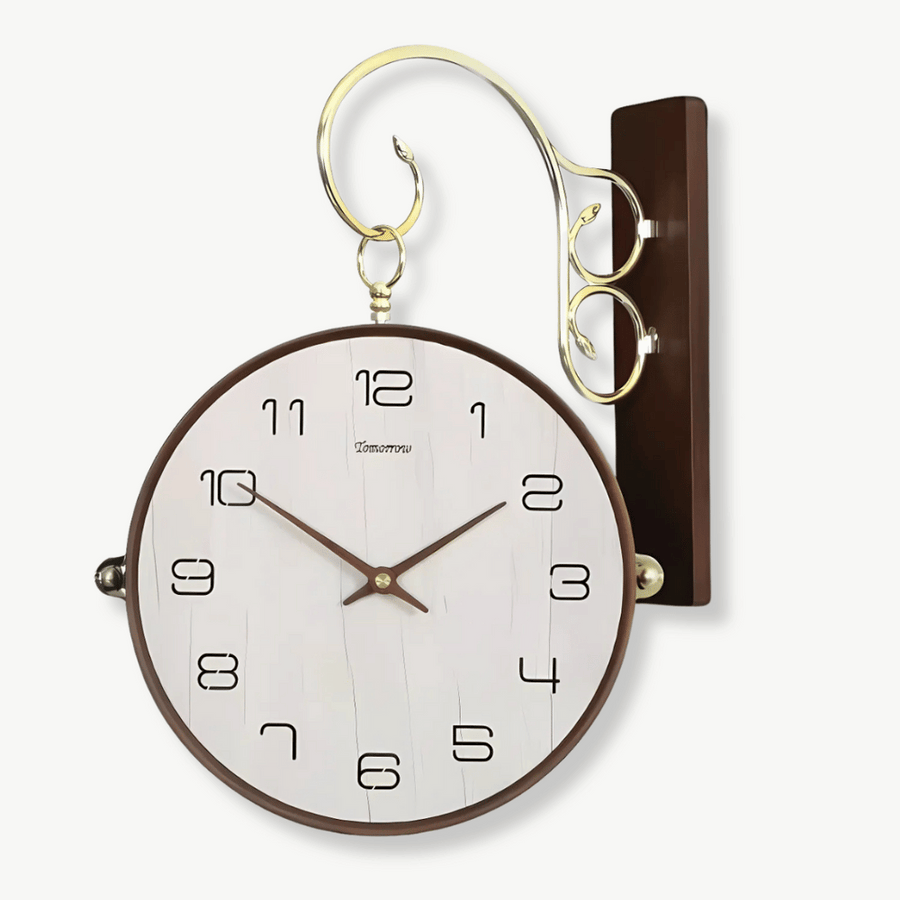 Horloge Murale Double Face Style Ancien – Fer Et Laiton – Gare/Chemin De Fer