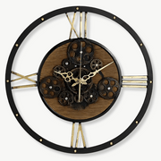 Horloge Murale Engrenages Vintage Métal & Bois