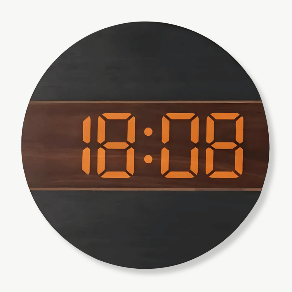 Horloge Murale LED en Bois