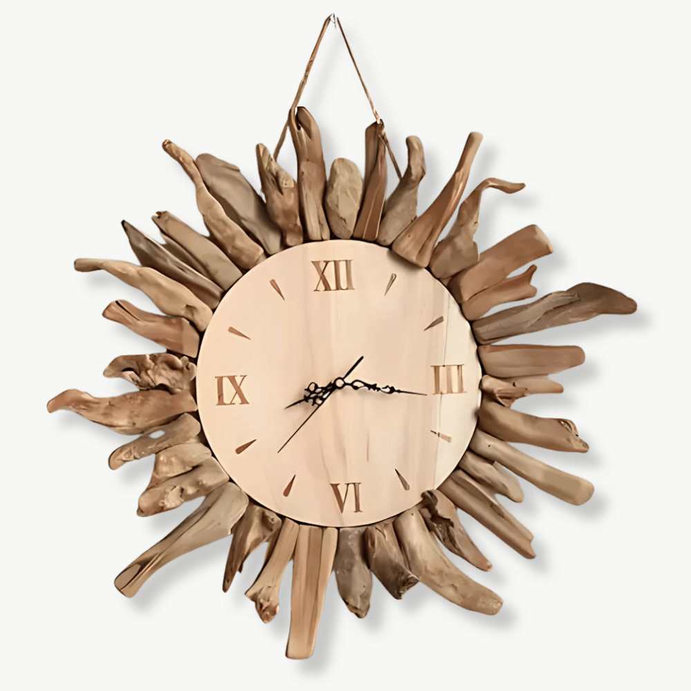 Horloge Murale Soleil Bois Flotté