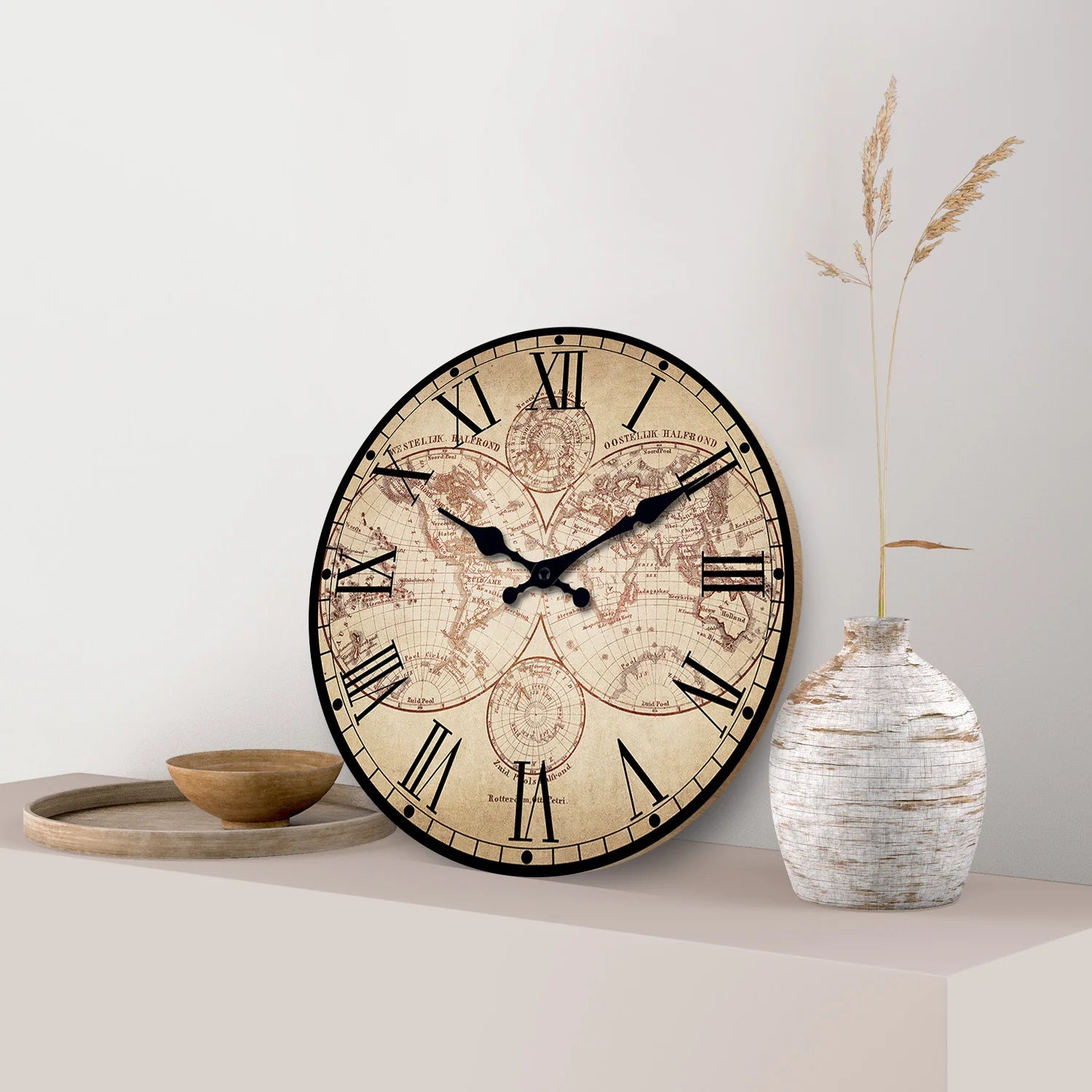 Horloge Murale Design en Bois avec Motif Boussole | Élégante Décoration Nautique pour Intérieur 1