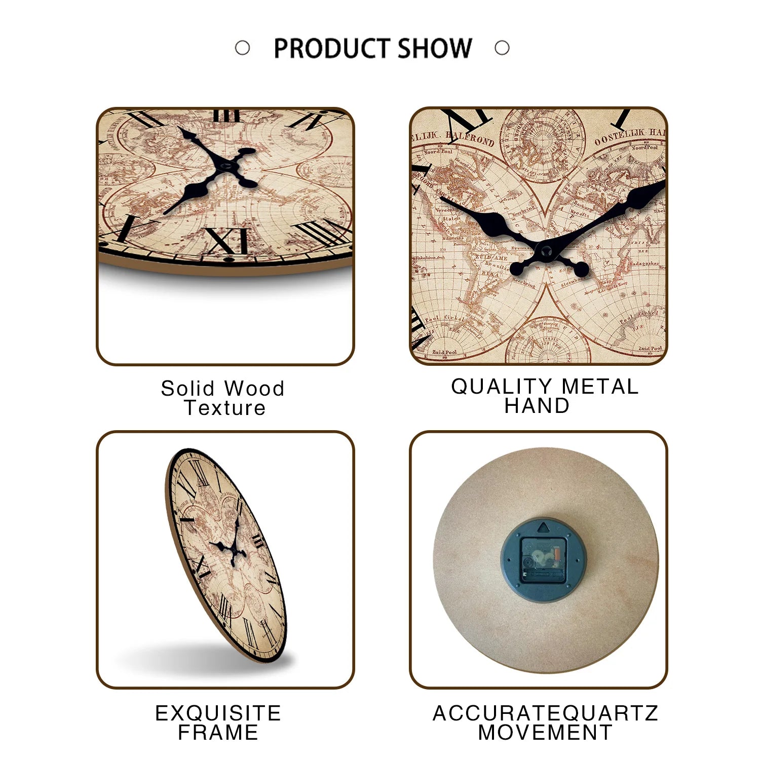 Horloge Murale Design en Bois avec Motif Boussole | Élégante Décoration Nautique pour Intérieur 3