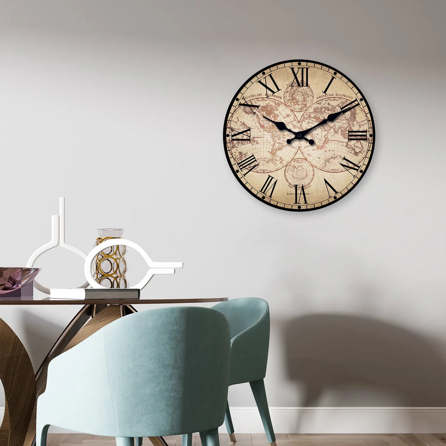 Horloge Murale Design en Bois avec Motif Boussole | Élégante Décoration Nautique pour Intérieur 4