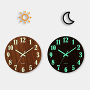 Horloge Murale Design en Bois de 12 Pouces avec Veilleuse Silencieuse | Style Nordique pour Décoration Moderne 0