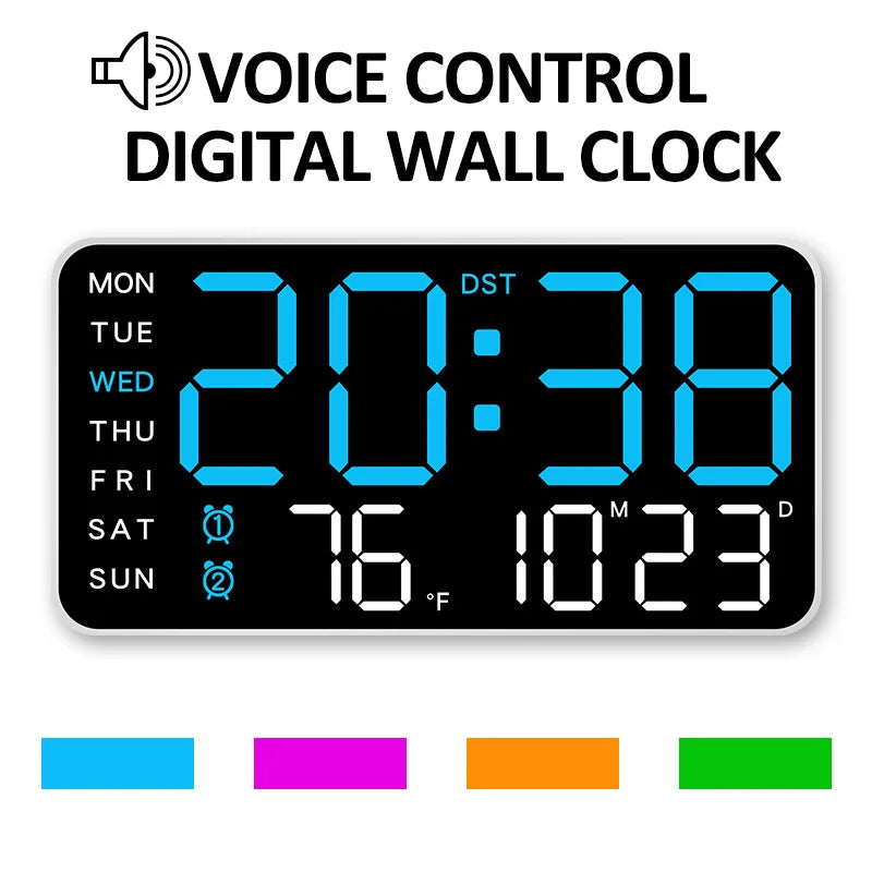 Horloge Murale Numérique avec Affichage Complet et Télécommande | Double Alarme pour Confort Quotidien 0