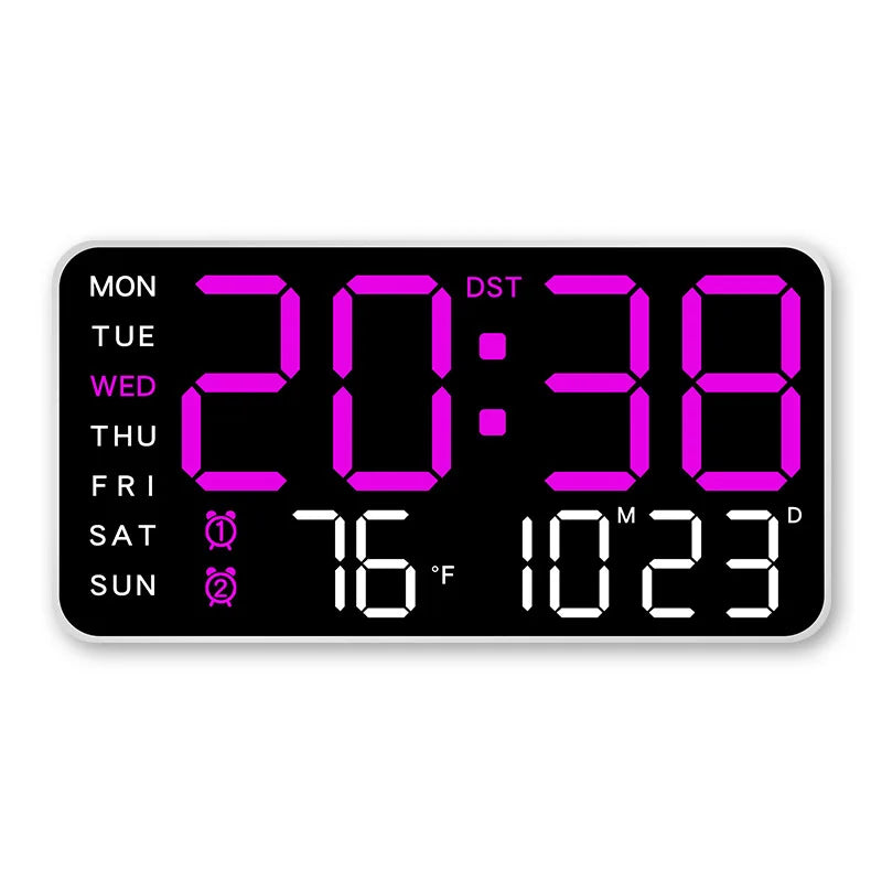 Horloge Murale Numérique avec Affichage Complet et Télécommande | Double Alarme pour Confort Quotidien 11