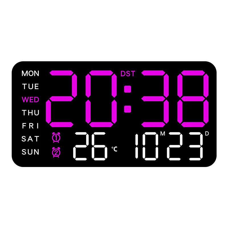 Horloge Murale Numérique avec Affichage Complet et Télécommande | Double Alarme pour Confort Quotidien 12