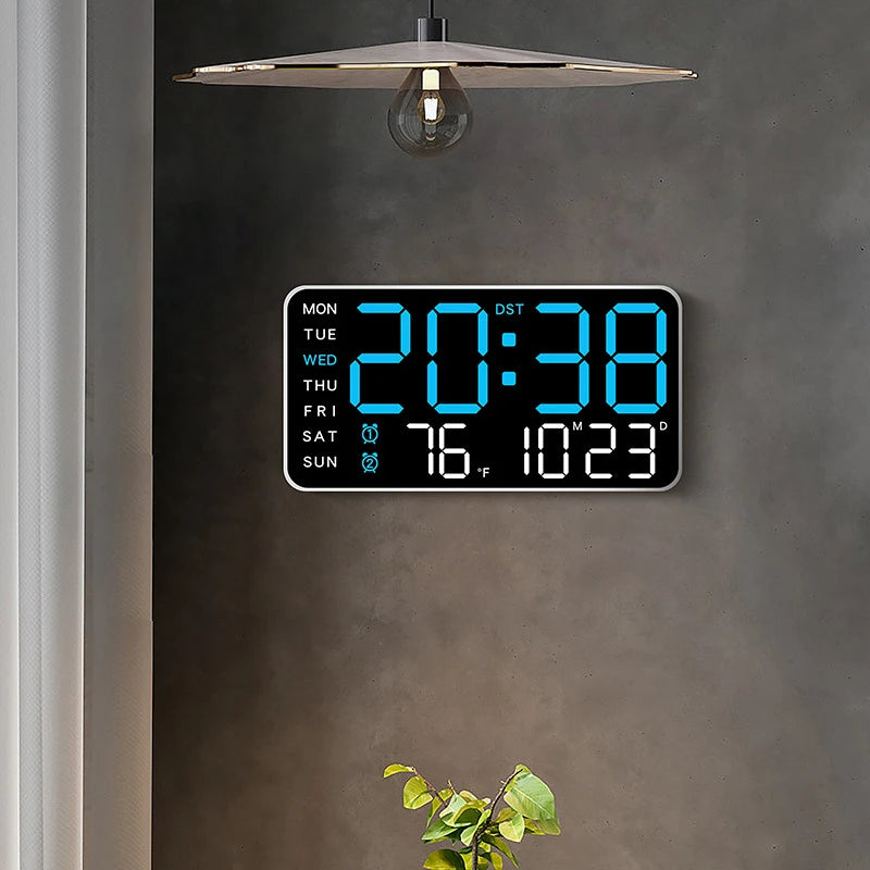 Horloge Murale Numérique avec Affichage Complet et Télécommande | Double Alarme pour Confort Quotidien 2
