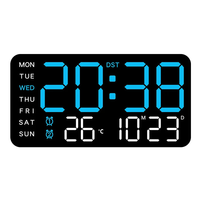 Horloge Murale Numérique avec Affichage Complet et Télécommande | Double Alarme pour Confort Quotidien 7