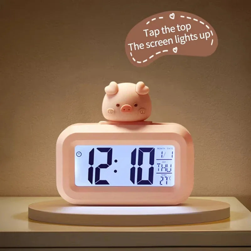 Horloge Numérique Murale LED avec Veilleuse Douce | Design Mignon en Forme de Cochon pour Ambiance Chaleureuse 0