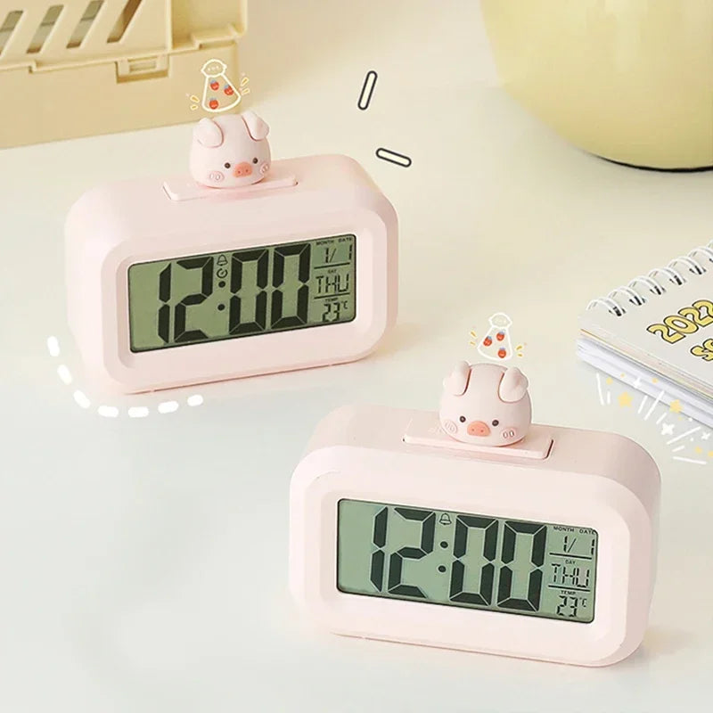 Horloge Numérique Murale LED avec Veilleuse Douce | Design Mignon en Forme de Cochon pour Ambiance Chaleureuse 1