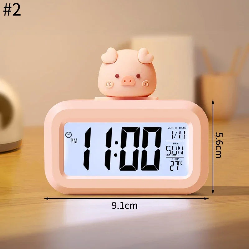 Horloge Numérique Murale LED avec Veilleuse Douce | Design Mignon en Forme de Cochon pour Ambiance Chaleureuse 10