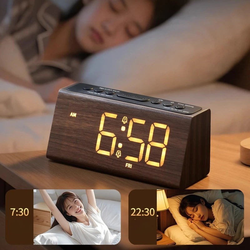 Horloge Rétro en Bois | Réveil Numérique LED avec Affichage Haute Définition | Design Élégant pour Bureau et Décoration 2