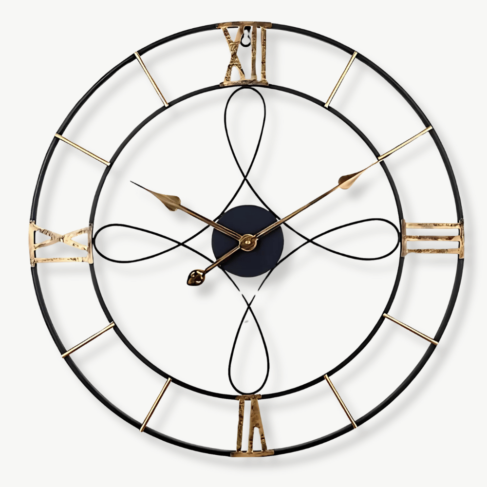 Horloge Murale Vintage Noire 33 Cm - Cadre Métal, Chiffres Arabes, Mécanisme Silencieux, Pile AA