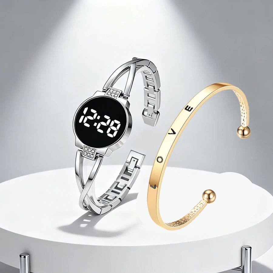 Montre Femme Élégante à LED Tactile avec Bracelet en Cuir Végétalien | Accessoire Pratique et Durable pour un Style Raffiné 0