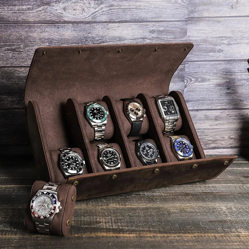 Organisateur de Montres en Cuir Véritable | Boîte Élégante pour 6 Montres avec Fermeture Sécurisée pour Protection et Style 0