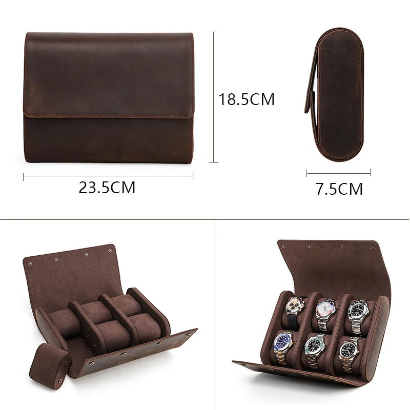 Organisateur de Montres en Cuir Véritable | Boîte Élégante pour 6 Montres avec Fermeture Sécurisée pour Protection et Style 3