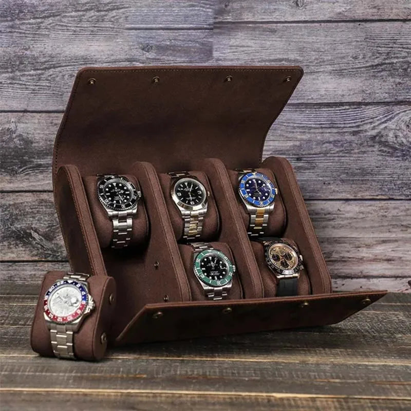 Organisateur de Montres en Cuir Véritable | Boîte Élégante pour 6 Montres avec Fermeture Sécurisée pour Protection et Style 6