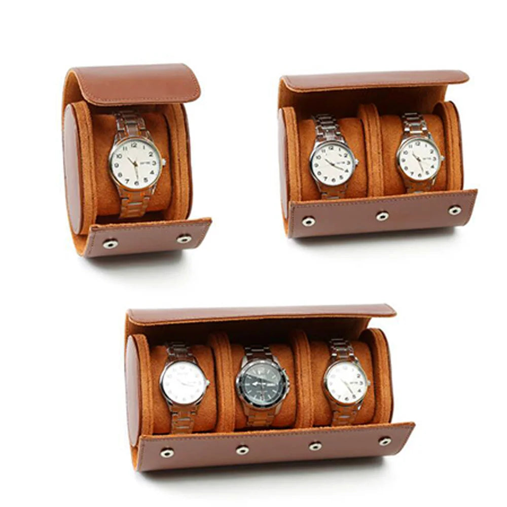 Organisateur de Montres en Cuir Vintage avec 3 Compartiments | Rangement Élégant pour Voyager et Protéger vos Montres 0