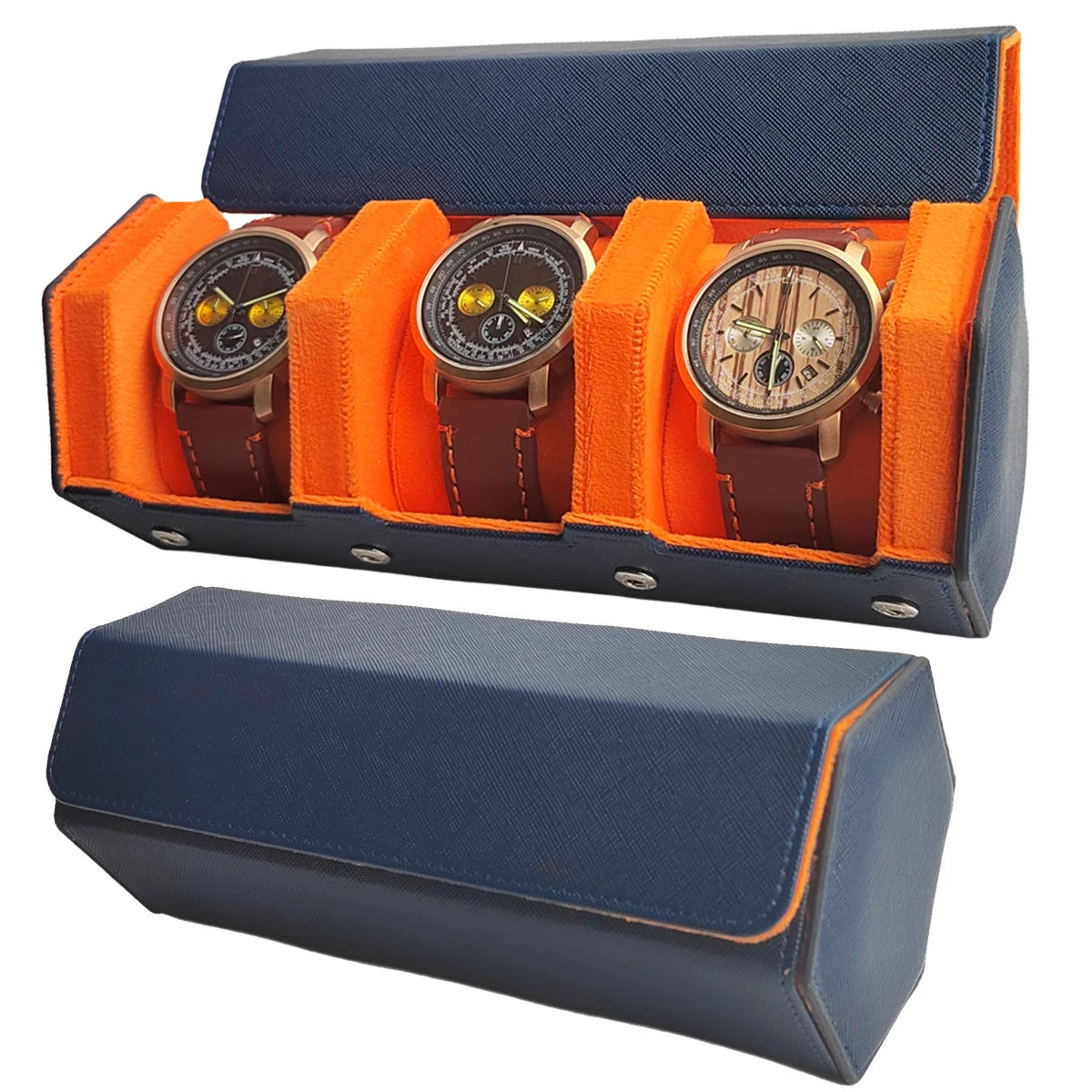 Organisateur de Montres en Cuir Vintage avec 3 Compartiments | Rangement Élégant pour Voyager et Protéger vos Montres 17