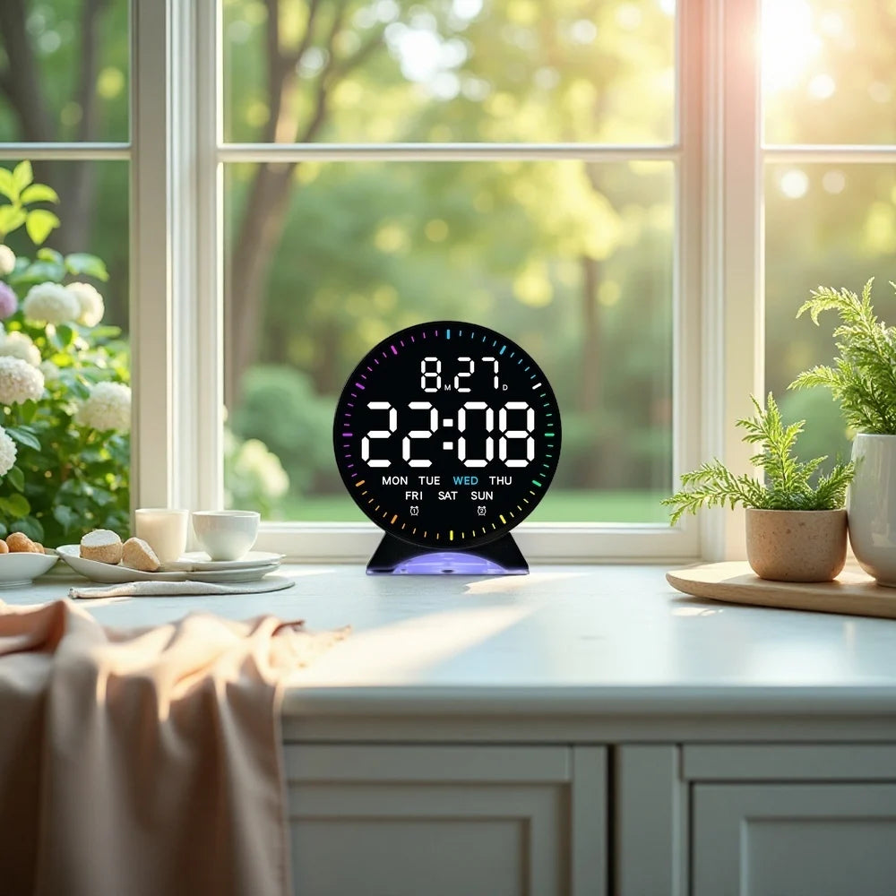 Réveil Numérique LED avec Lumière Ambiante et Double Alarme | Affichage Complet pour Un Réveil Personnalisé 0