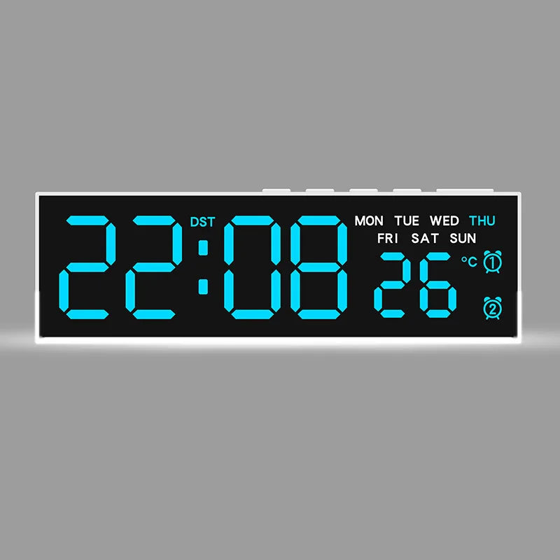 Réveil Numérique LED avec Lumière Ambiante et Double Alarme | Affichage Température et Semaine pour un Réveil Doux 12