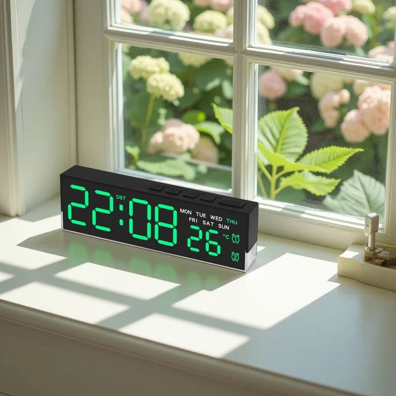 Réveil Numérique LED avec Lumière Ambiante et Double Alarme | Affichage Température et Semaine pour un Réveil Doux 4