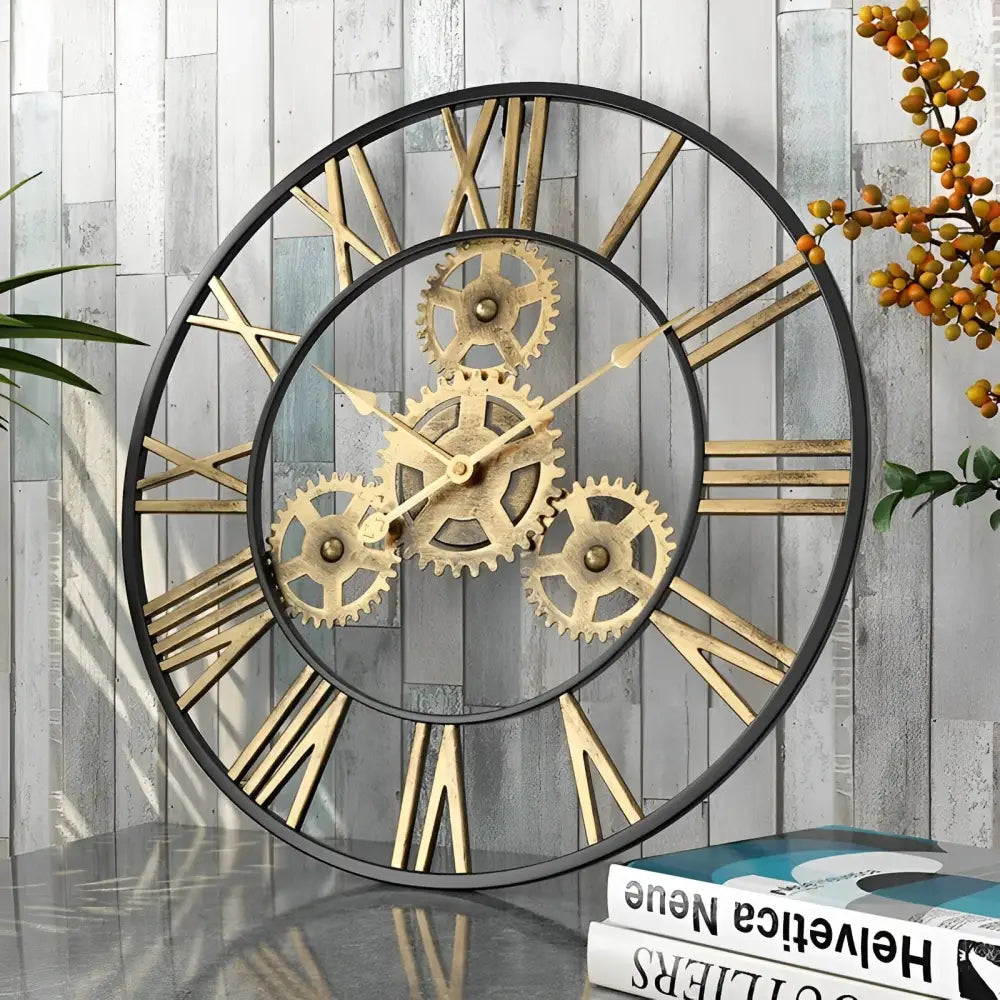 Horloge Murale Design 3D - Horloges murales - or et noir / 40 cm
