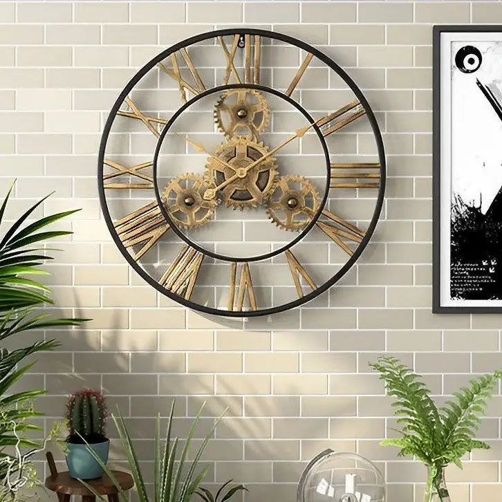 Horloge Murale Design 3D - Horloges murales - or et noir / 45 cm